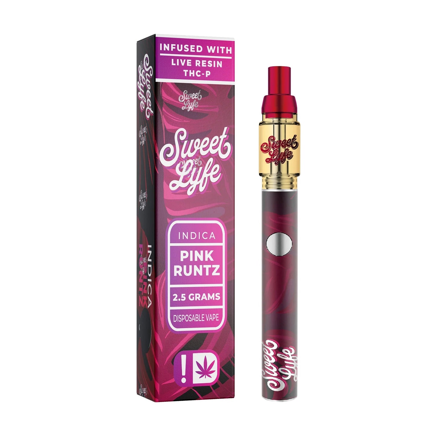 Sweet Lyfe Disposable Vape Pen 2.5ml w Live Resin Delta + THCP - Pink Runtz - Indica