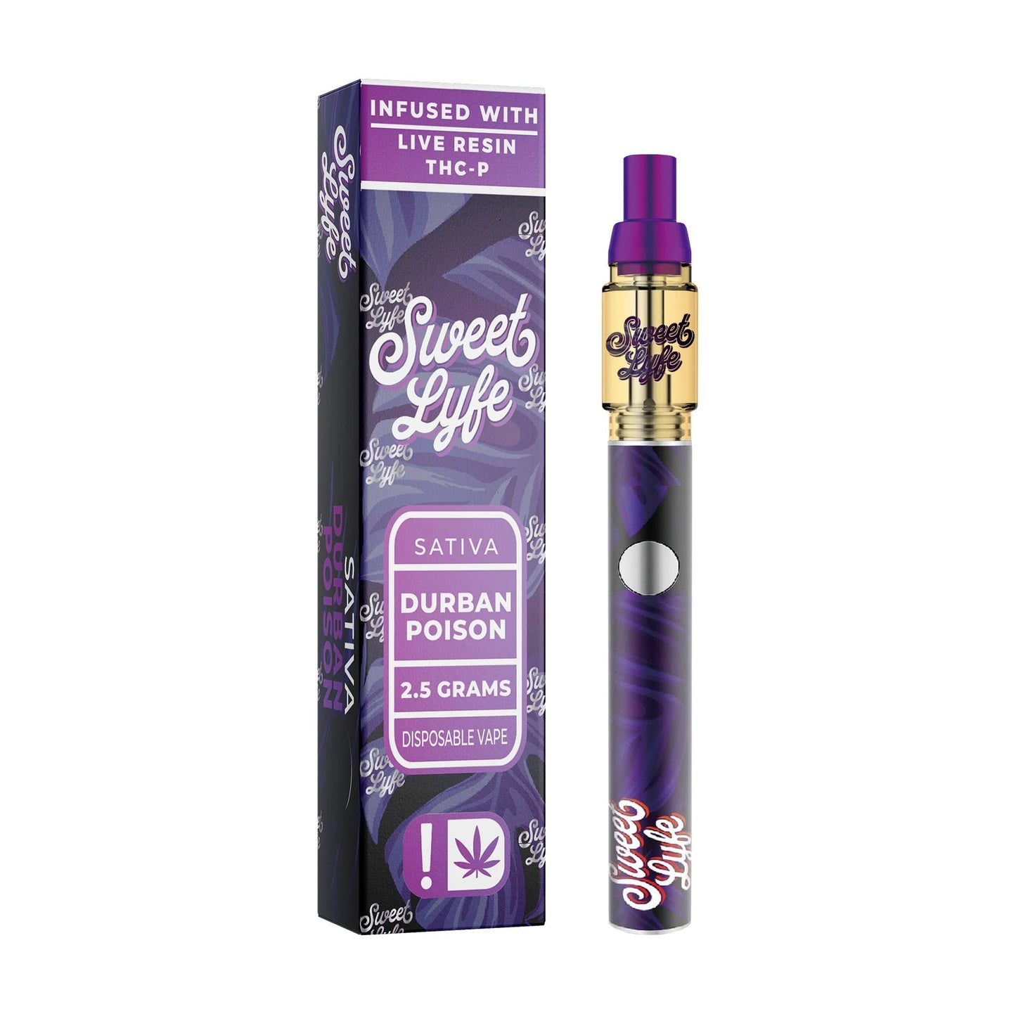 Sweet Lyfe Disposable Vape 2.5ml w Live Resin Delta + THCP Blend - Durban Poison - Sativa