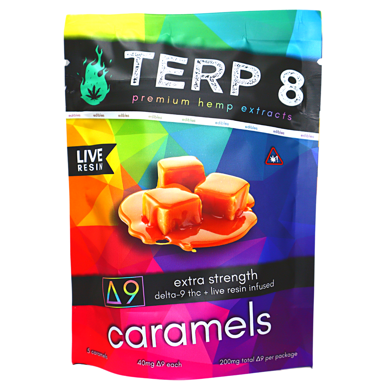 Organic Live Resin Delta-9 Caramels [5-Pack  //  200mg - Extremely Potent] | Terp 8